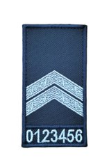 Погон з номером жетону Капрал Поліції Т. синій, Т. синій, 10*5