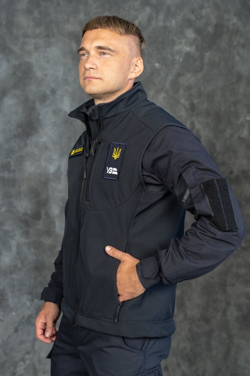 Жилет Tactical Українська залізниця Softshell на флісі Синій