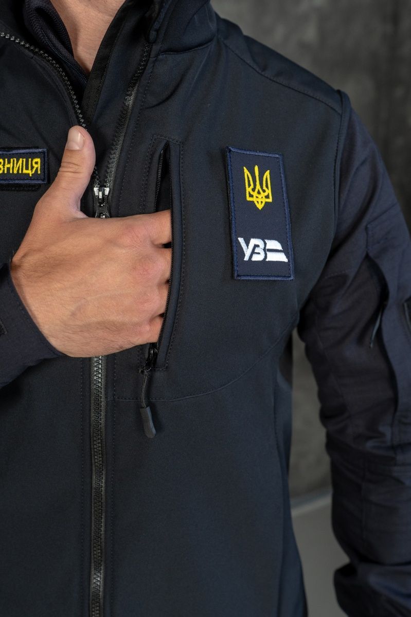 Жилет Tactical Українська залізниця Softshell на флісі Синій