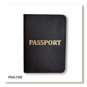 Обкладинка для паспорта з написом PASSPORT (чорна, золоте тиснення)