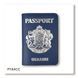 Обкладинка для паспорта Passport з великим Гербом (синя, срібне тиснення)