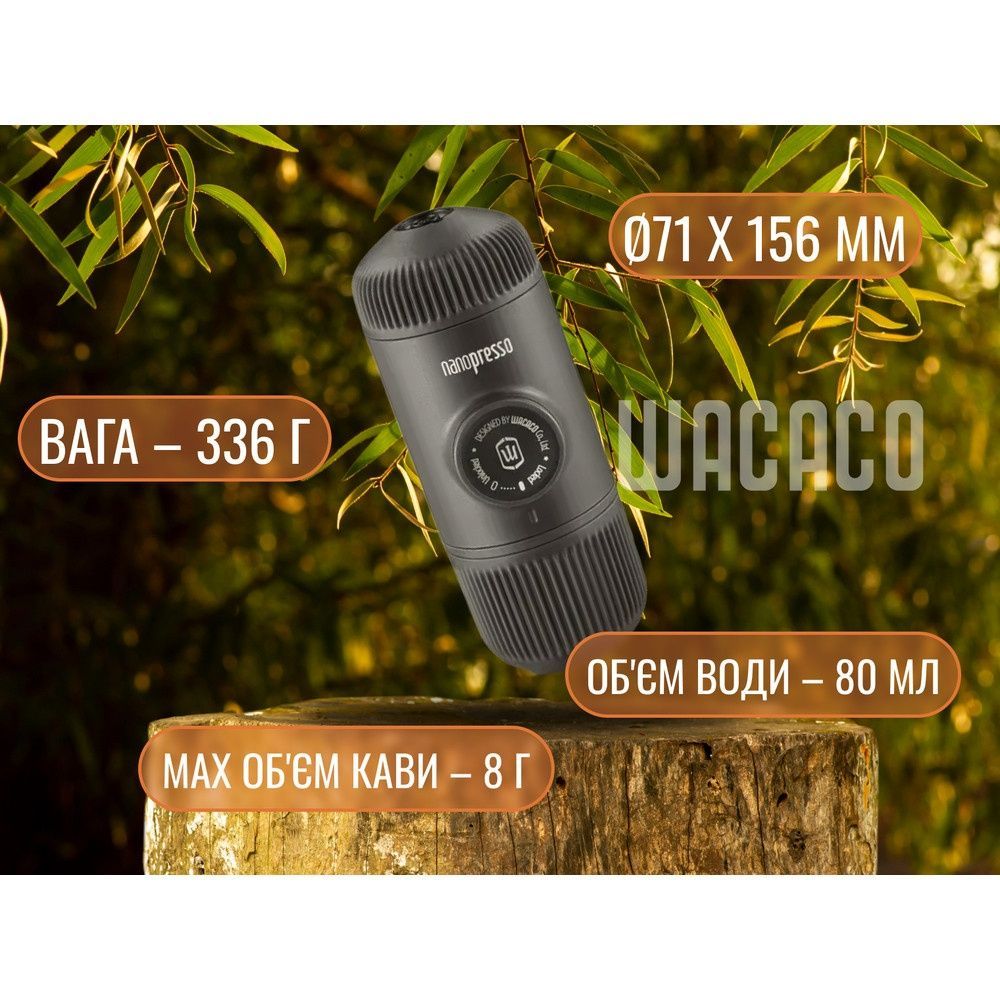 Портативна еспресо-кавоварка Wacaco Nanopresso блакитна з чохлом