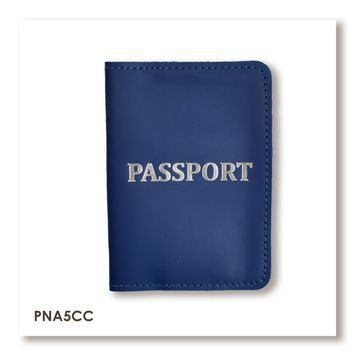 Обкладинка для паспорта з написом PASSPORT (синя, срібне тиснення)
