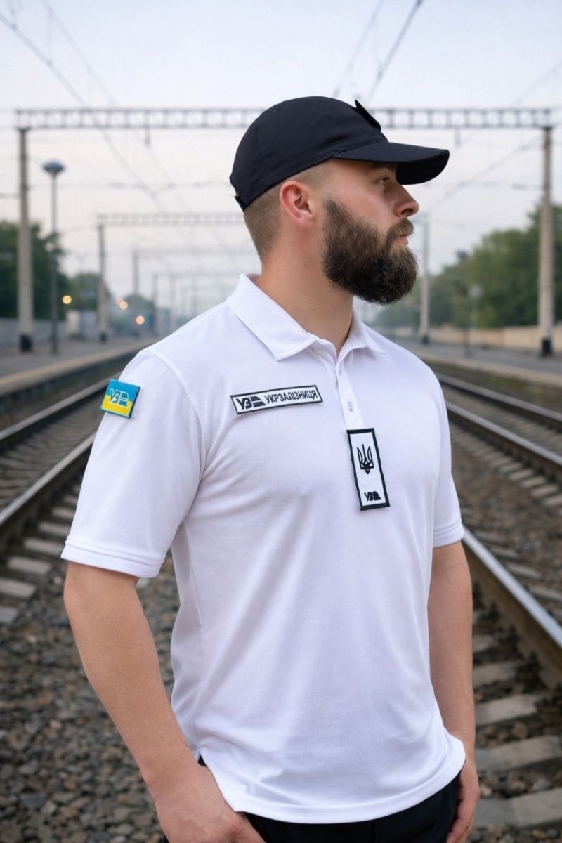 Теніска поло (без шевронів) Coolpass Білий Українська залізниця купити