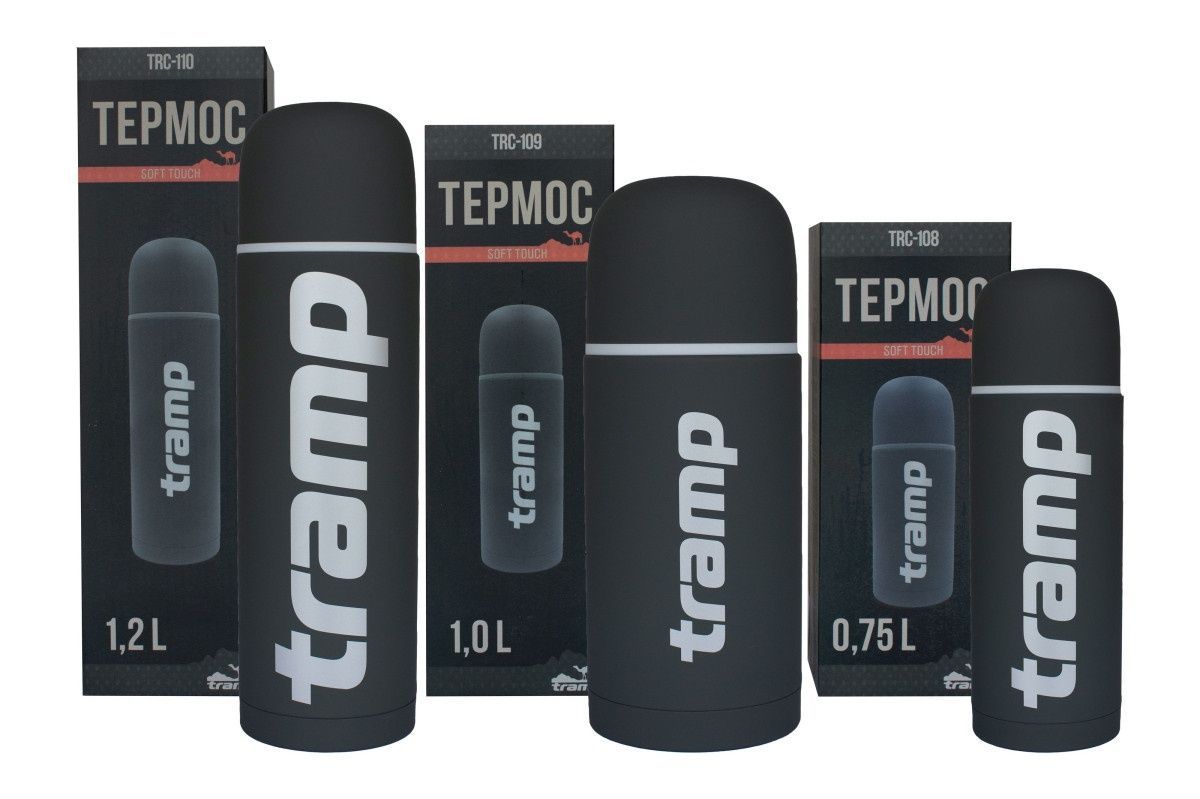 Термос TRAMP Soft Touch 0,75 л, Сірий