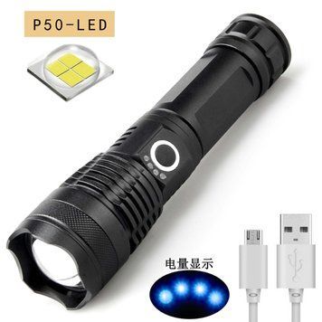 Ліхтарик LED, з USB Метал Чорний