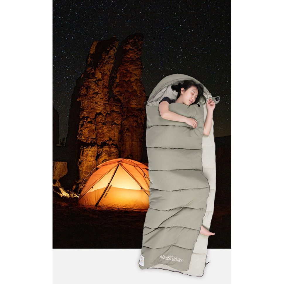 Спальник з капюшоном Naturehike M180 NH20MSD02, правий, сірий