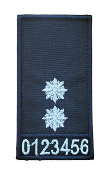 Погон з номером жетону лейтенант Поліції Т. синій, Т. синій, 10*5