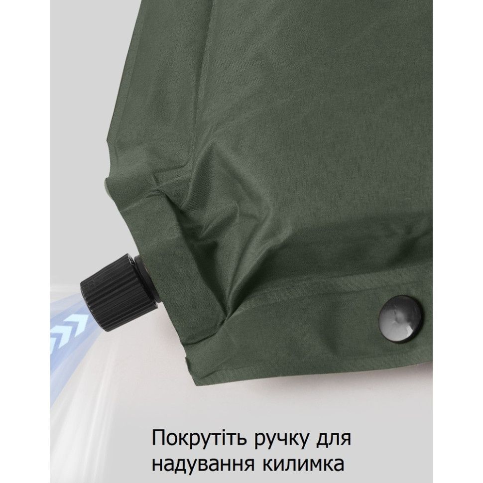 Килимок самонадувний одномісний з подушкою Naturehike CNK2450WS020, 100 мм, темно-зелений