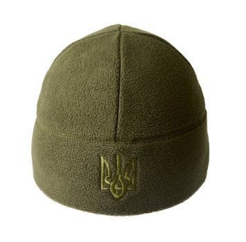 Шапка флісова Без Відвороту З Тризубом Dark olive купить