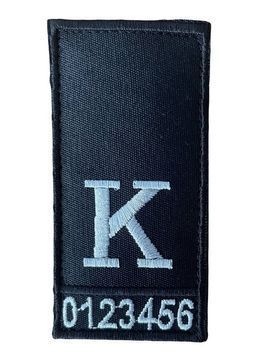 Погон з номером жетону Курсант Поліції чорний 10*5