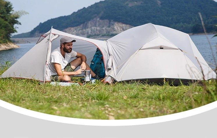 Намет надлегкий двомісний з футпринтом Naturehike Mongar NH17T007-M, 20D, сiрий
