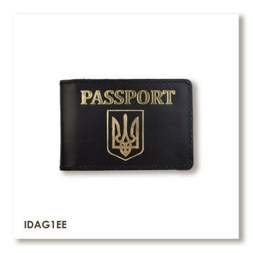 Обкладинка для ID-картки PASSPORT з гербом (чорна, золоте тиснення)