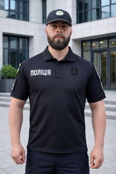 Теніска поло Чорна з написом "Поліція" Coolpass купить