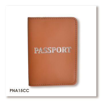 Обкладинка для паспорта з написом PASSPORT (теракотова, срібне тиснення)
