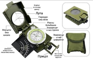 Компас Багатофункціональний Метал Олива, Олива