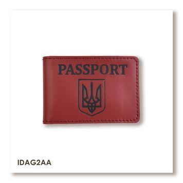Обкладинка для ID-картки PASSPORT з гербом (червона, чорне тиснення)