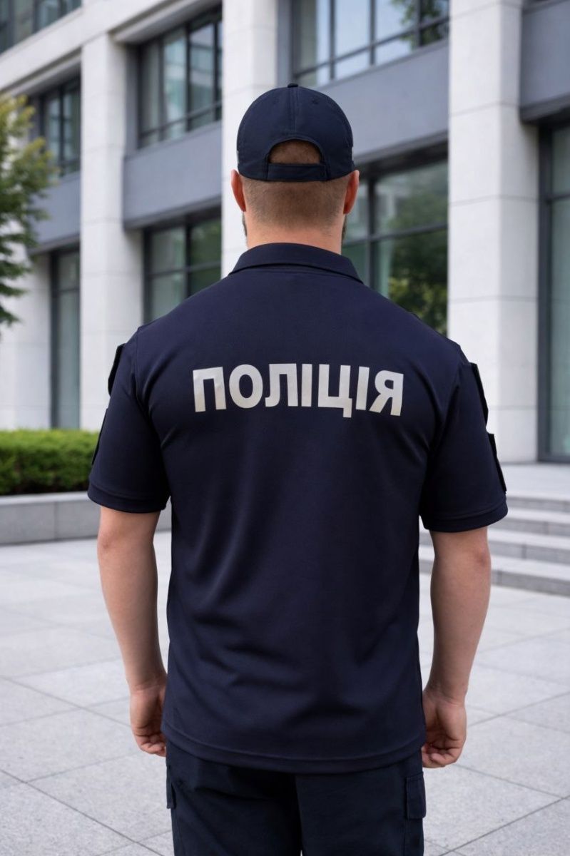 Теніска поло Темно-синя з написом "Поліція" Coolpass купити