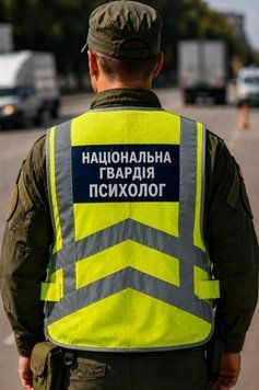 Світловідбивний жилет з написом "Національна Гвардія/Психолог" Сітка лимонний