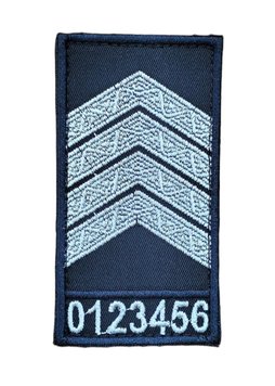 Погон з номером жетону Старший сержант Поліції Т. синій, Т. синій, 10*5