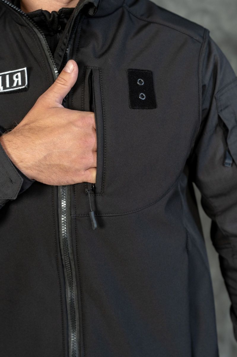 Жилет Tactical Поліція Softshell на флісі Чорний