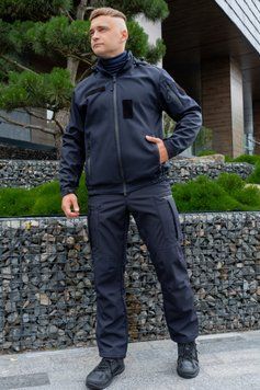 Костюм Track Pro Softshell на флісі синій для Української залізниці